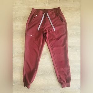 Figs Maroon Jogger Scrub Pants Womens S